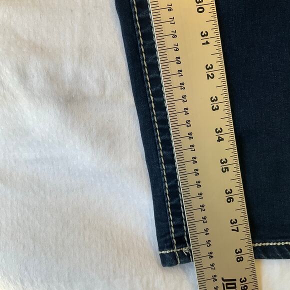 Maurices Women Skinny Jeans Size L (16) Blue Mid Rise Stretch Boot Cut w Sequin - Picture 3 of 12